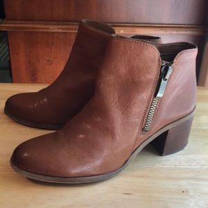 Franco Sarto Brown Kipp Almond Toe Leather Ankle Boots size 8.5 M